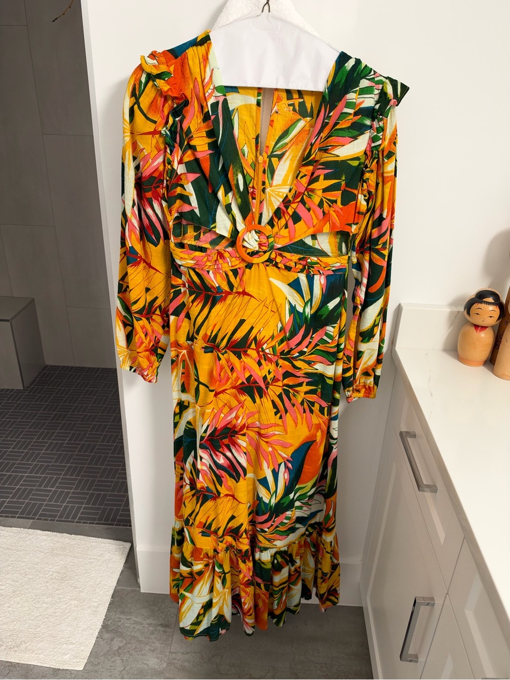 Walter Baker Tropical Ring-Front Maxi Dress - Yellow Green Pink